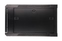 Szafka wisząca rack 6U 600x600 czarna szklane drzwi