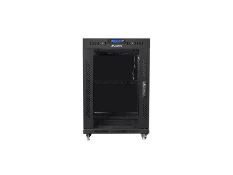 Szafa instalacyjna rack stojąca 19 15U 600x800 czarna, drzwi szklane lcd (flat pack) Szafa instalacyjna rack stojąca 19 15U 600x800 czarna, drzwi szklane lcd (flat pack)