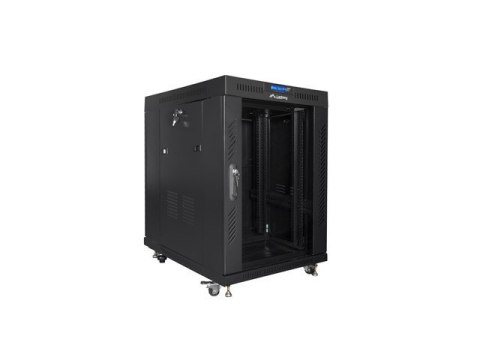 Szafa instalacyjna rack stojąca 19 15U 600x800 czarna, drzwi szklane lcd (flat pack) Szafa instalacyjna rack stojąca 19 15U 600x800 czarna, drzwi szklane lcd (flat pack)