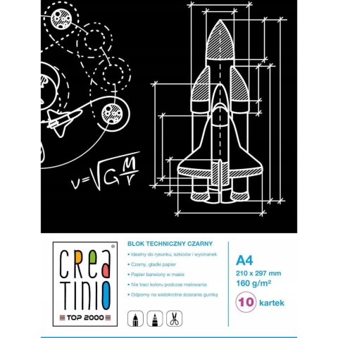 Blok techniczny A4 10k 160g czarne kartki 400079853 CREATINIO Blok techniczny A4 10k 160g czarne kartki 400079853 CREATINIO