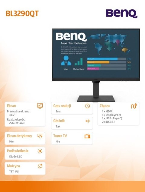 Monitor 31.5 cala BL3290QT 2K 4ms/IPS/75HZ/HDMI/Czarny Monitor 31.5 cala BL3290QT 2K 4ms/IPS/75HZ/HDMI/Czarny