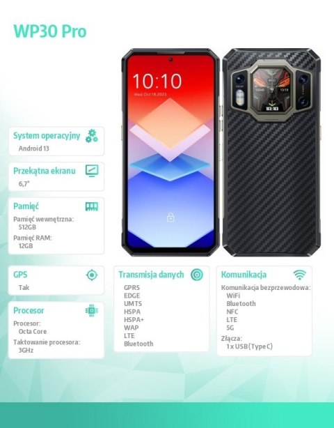 Smartfon WP30 Pro 12/512GB 11000 mAh DualSIM czarny Smartfon WP30 Pro 12/512GB 11000 mAh DualSIM czarny
