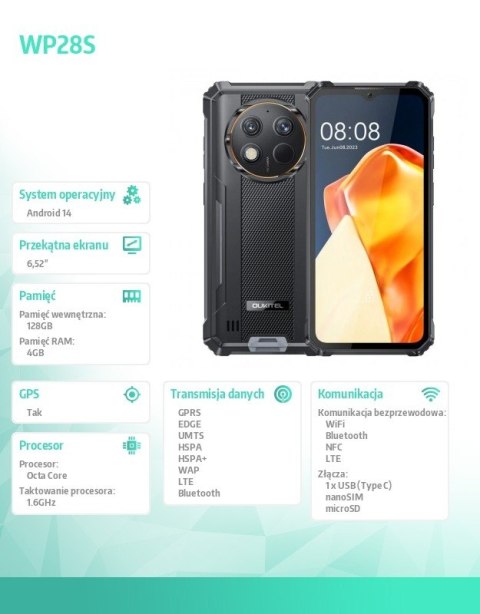 Smartfon WP28S 4/128GB 10600 mAh DualSIM czarny Smartfon WP28S 4/128GB 10600 mAh DualSIM czarny