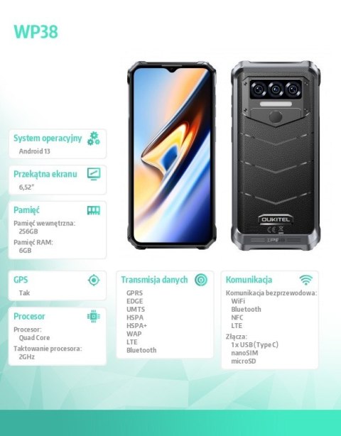 Smartfon WP38 12/256GB 10600 mAh DualSIM czarny Smartfon WP38 12/256GB 10600 mAh DualSIM czarny