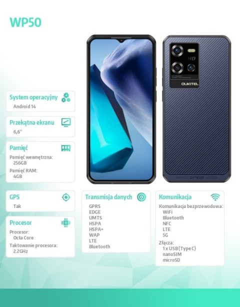 Smartfon WP50 4/256GB 6500 mAh DualSIM niebieski Smartfon WP50 4/256GB 6500 mAh DualSIM niebieski