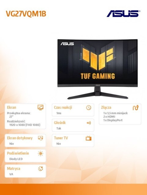 Monitor 27 cali VG27VQM1B Fast VA FHD 280Hz HDMI