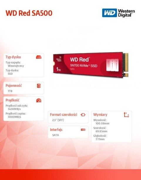 Dysk Red SSD 1 TB SN700 2280 NVMe M.2 PCIe Dysk Red SSD 1 TB SN700 2280 NVMe M.2 PCIe