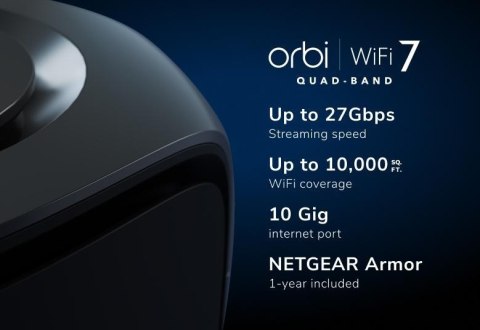 Router RBE973SB System WiFi 7 Orbi 3-pk Black Router RBE973SB System WiFi 7 Orbi 3-pk Black