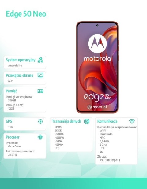 Smartfon Edge 50 neo 12/512 Pantone Poinciana Smartfon Edge 50 neo 12/512 Pantone Poinciana
