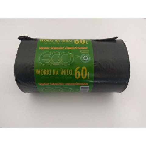 Worki na śmieci 60L LDPE czarne (50szt) 60cm/80cm Worki na śmieci 60L LDPE czarne (50szt) 60cm/80cm
