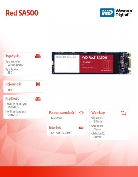 Dysk Red SSD 1TB M.2 2280 SA500 WDS100T1R0B Dysk Red SSD 1TB M.2 2280 SA500 WDS100T1R0B