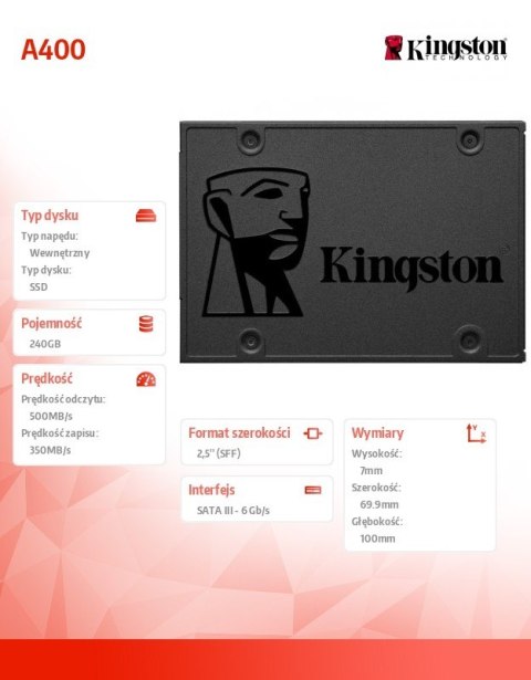 Dysk SSD A400 series 240GB SATA3 2.5 Dysk SSD A400 series 240GB SATA3 2.5