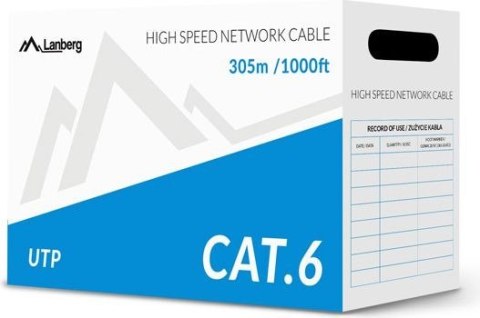 Kabel LAN UTP 1Gb/s 305m drut cca szary Kabel LAN UTP 1Gb/s 305m drut cca szary
