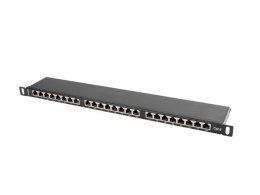 Patch Panel 24 Port 0.5U Kat.6 czarny ekranowany