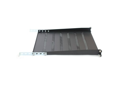 Półka do szaf 450mm 19" 483x450mm 1U czarna z regulacją i podporą Półka do szaf 450mm 19" 483x450mm 1U czarna z regulacją i podporą