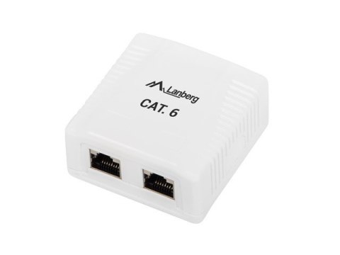 Gniazdo natynkowe 2x RJ45 Kat.6 białe ekranowane Gniazdo natynkowe 2x RJ45 Kat.6 białe ekranowane