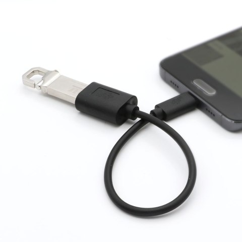 Kabel OTG USB AF - USB C 15cm czarny Kabel OTG USB AF - USB C 15cm czarny