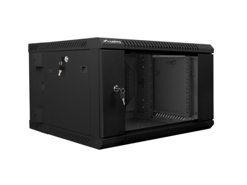 Szafa instalacyjna wisząca dwusekcyjna 19'' 6U 600X600mm czarna Szafa instalacyjna wisząca dwusekcyjna 19'' 6U 600X600mm czarna