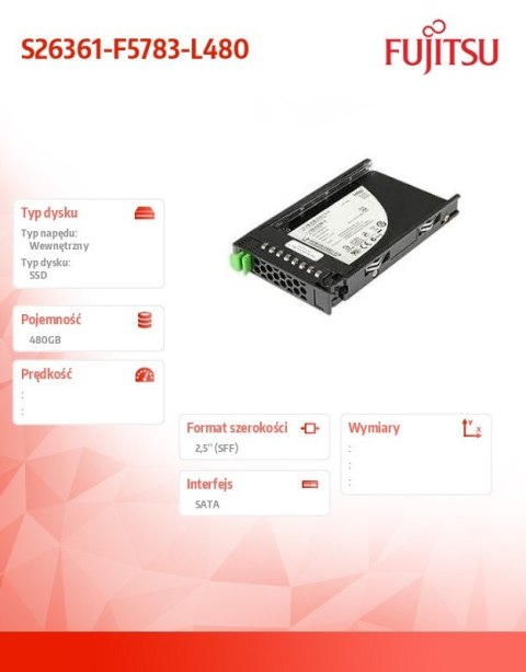 Dysk SSD SATA 6G 480GB RI S26361-F5783-L480 Dysk SSD SATA 6G 480GB RI S26361-F5783-L480