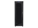 Szafa instalacyjna rack stojąca 19 37u 600x800 czarna, drzwi szklane lcd (Flat pack)