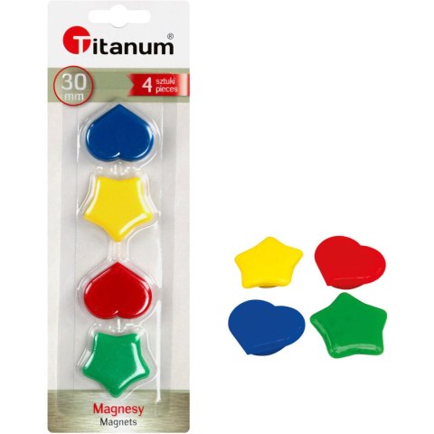 Magnesy SERDUSZKA GWIAZDKI 30mm 4szt. 88594 TITANUM Magnesy SERDUSZKA GWIAZDKI 30mm 4szt. 88594 TITANUM