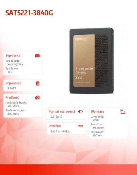 Dysk SSD SAT5221-3840G 3,84TB 2,5 cala SATA 6Gb/s 7mm Dysk SSD SAT5221-3840G 3,84TB 2,5 cala SATA 6Gb/s 7mm