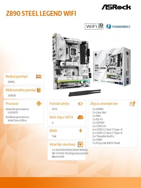 Płyta główna Z890 STEEL LEGEND WIFI ATX Płyta główna Z890 STEEL LEGEND WIFI ATX