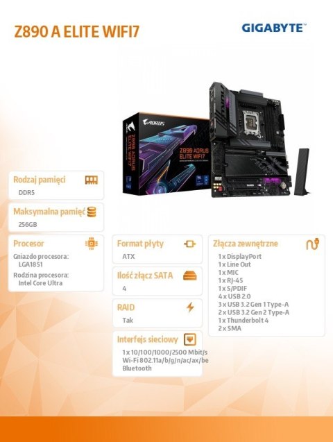 Płyta główna Z890 A ELITE WIFI7 Płyta główna Z890 A ELITE WIFI7