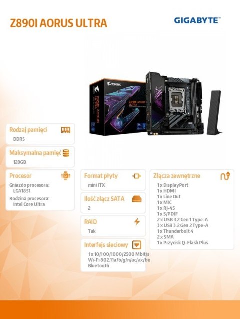 Płyta główna Z890I AORUS ULTRA Płyta główna Z890I AORUS ULTRA