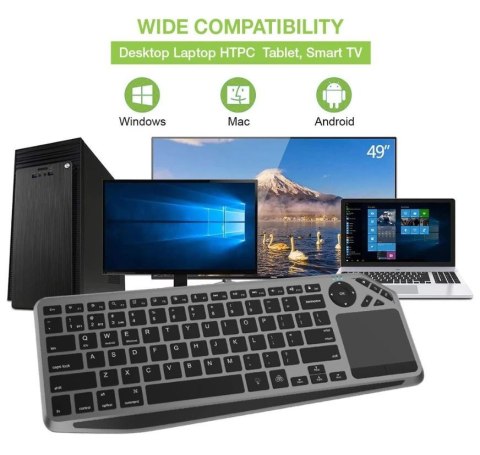 Klawiatura bezprzewodowa BT/RF 2.4GHz touchpad LED Klawiatura bezprzewodowa BT/RF 2.4GHz touchpad LED