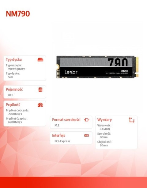 Dysk SSD NM790 8TB 2280 PCIeGen4x4 7000/6200MB/s Dysk SSD NM790 8TB 2280 PCIeGen4x4 7000/6200MB/s