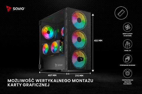 Obudowa komputerowa, ARGB Mesh/Glass, Raptor X1 Obudowa komputerowa, ARGB Mesh/Glass, Raptor X1