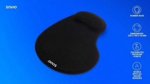 Podkładka żelowa pod mysz czarna SAVIO MP-01B Podkładka żelowa pod mysz czarna SAVIO MP-01B