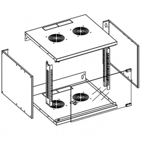Szafa wisząca ECO 19cali 6U/320mm zmontowana, szklane drzwi, szara Szafa wisząca ECO 19cali 6U/320mm zmontowana, szklane drzwi, szara