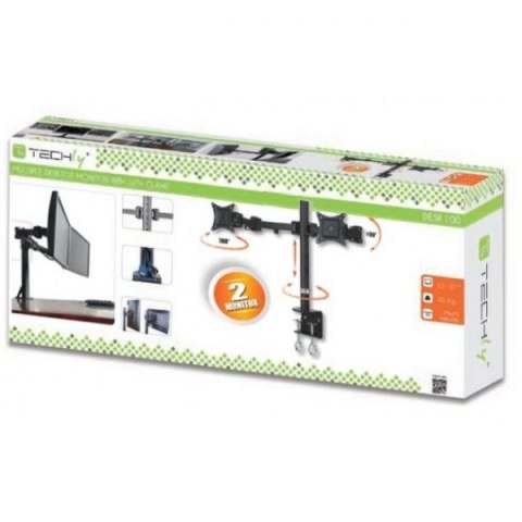 Uchwyt biurkowy LCD/LED 13-27 cali podwójny 2x10kg, czarny Uchwyt biurkowy LCD/LED 13-27 cali podwójny 2x10kg, czarny