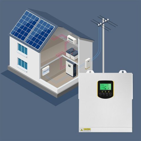 Hybrydowy inwerter solarny Off-Grid 2.5kVA | 2.5kW | 100A | MPPT | LCD | BMS | Sinus Hybrydowy inwerter solarny Off-Grid 2.5kVA | 2.5kW | 100A | MPPT | LCD | BMS | Sinus
