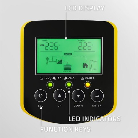 Hybrydowy inwerter solarny Off-Grid 2.5kVA | 2.5kW | 100A | MPPT | LCD | BMS | Sinus Hybrydowy inwerter solarny Off-Grid 2.5kVA | 2.5kW | 100A | MPPT | LCD | BMS | Sinus