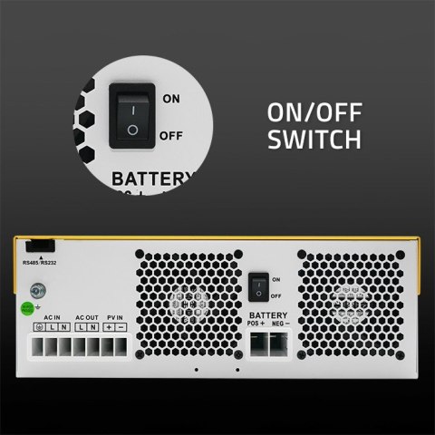 Hybrydowy inwerter solarny Off-Grid 6.2kVA | 6.2W | 120A | MPPT |LCD | BMS | Sinus Hybrydowy inwerter solarny Off-Grid 6.2kVA | 6.2W | 120A | MPPT |LCD | BMS | Sinus
