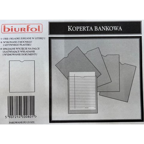 Koperty bankowe bezpieczne "U" 160x210mm 25 sztuk Depozyt KB-01 BIURFOL Koperty bankowe bezpieczne "U" 160x210mm 25 sztuk Depozyt KB-01 BIURFOL