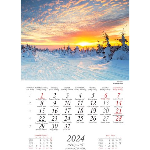 Kalendarz wieloplanszowy 13 kartkowy mix wzorów W2 BESKIDY