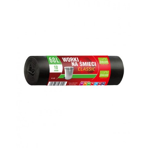 Worki na śmieci 60L LDPE CLASSIC czarne (10szt) FOLCOM Worki na śmieci 60L LDPE CLASSIC czarne (10szt) FOLCOM