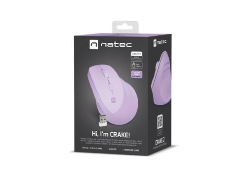 Mysz bezprzewodowa wertykalna Crake 2 Pure Lavender Mysz bezprzewodowa wertykalna Crake 2 Pure Lavender