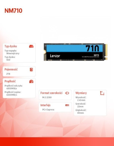 Dysk SSD NM710 2TB NVMe M.2 2280 4850/4500MB/s Dysk SSD NM710 2TB NVMe M.2 2280 4850/4500MB/s