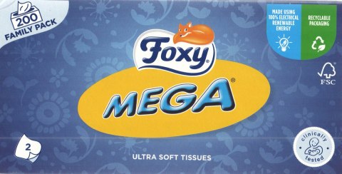 Chusteczki kosmetyczne FOXY Ultra miękkie (200 sztuk) 2 warstwy Chusteczki kosmetyczne FOXY Ultra miękkie (200 sztuk) 2 warstwy