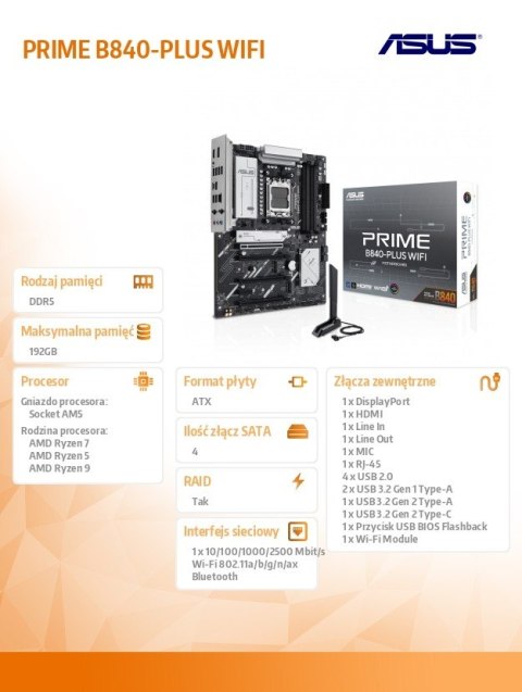 Płyta główna PRIME B840-PLUS WIFI Płyta główna PRIME B840-PLUS WIFI