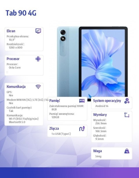 Tablet TAB 90 4G 10,92" 8/128GB niebieski Tablet TAB 90 4G 10,92" 8/128GB niebieski