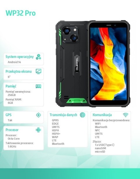 Smartfon WP32 Pro 4G 6/256GB IP69K Zielony