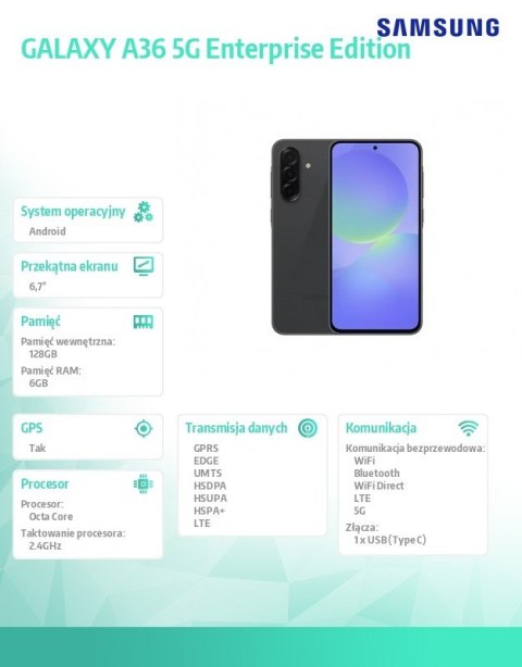 Smartfon Galaxy A36 5G 6/128GB Enterprise Edition czarny