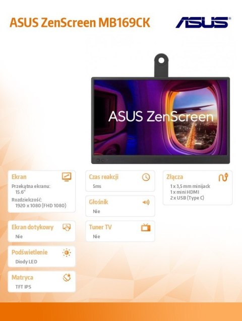 Monitor MB169CK 15.6 IPS USB-C FHD mHDMI Monitor MB169CK 15.6 IPS USB-C FHD mHDMI