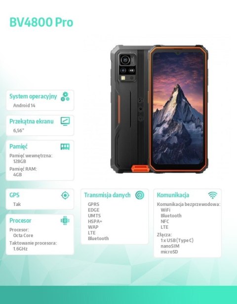 Smartfon BV4800 Pro 4/128GB pomarańczowy Smartfon BV4800 Pro 4/128GB pomarańczowy